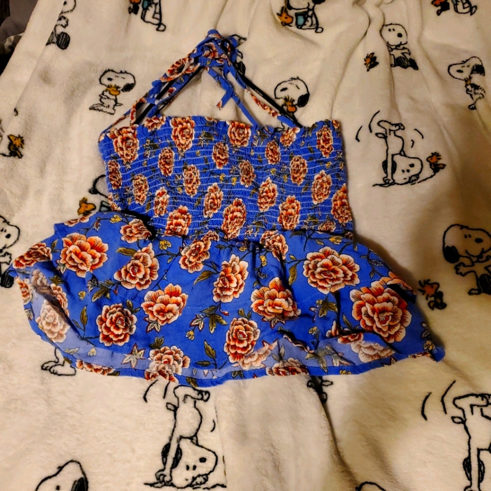 Floral tube top with ties